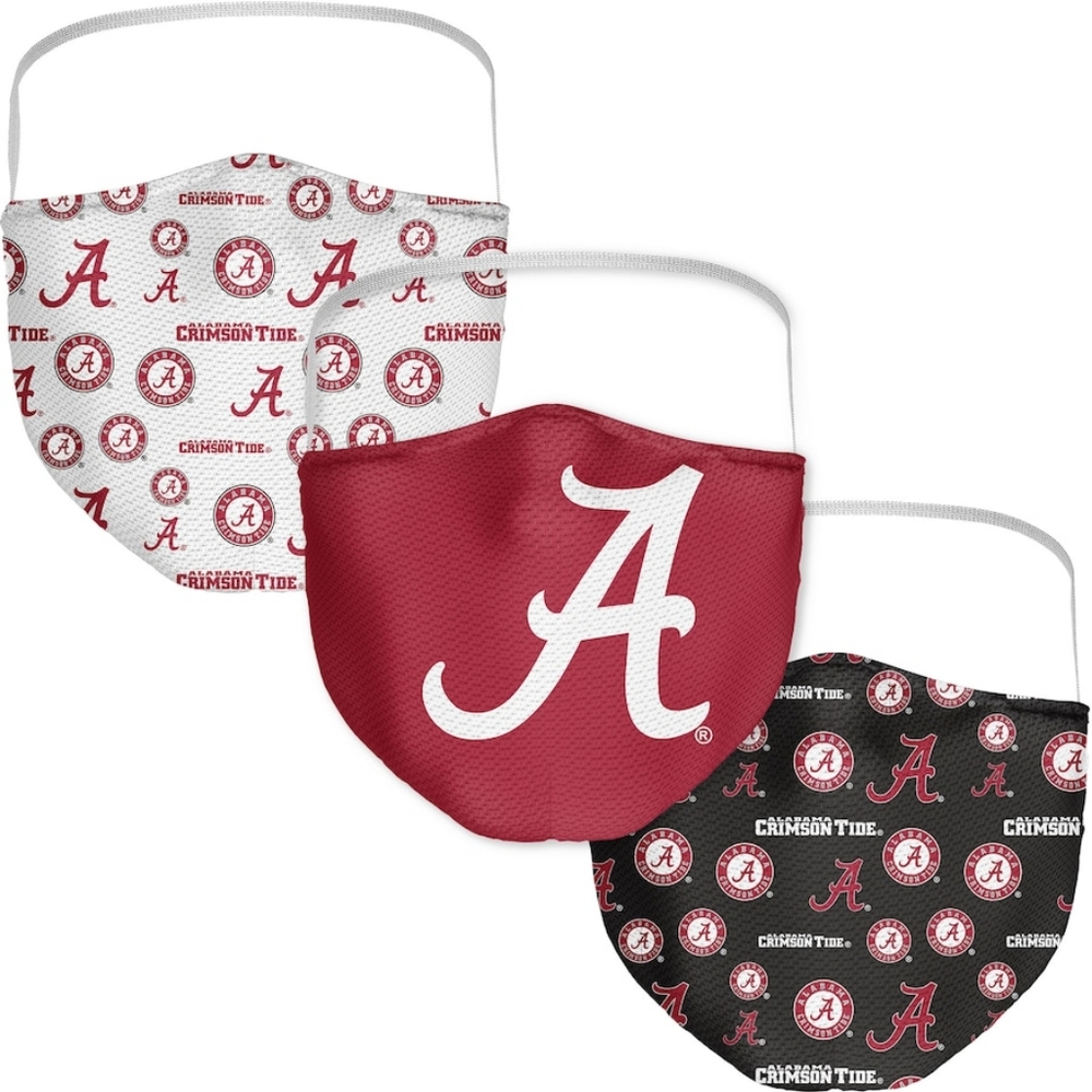 Alabama Crimson Tide Fanatics Branded Adult All Over Logo Face Covering 3-Pack